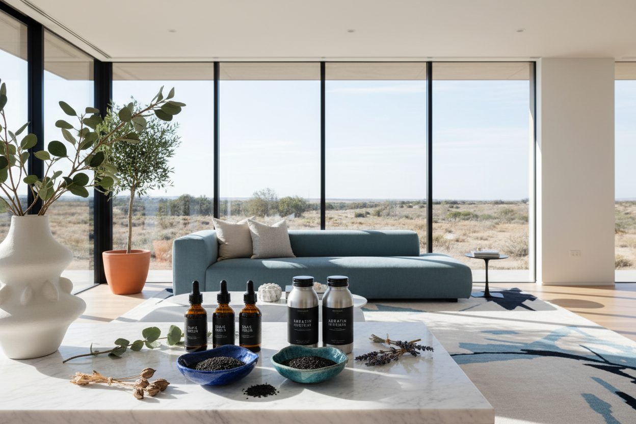 Luxury home with prominent wellness products